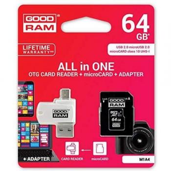 GoodRam MicroSDHC (64 GB, classe 10, UHS I), adattatore e lettore di schede