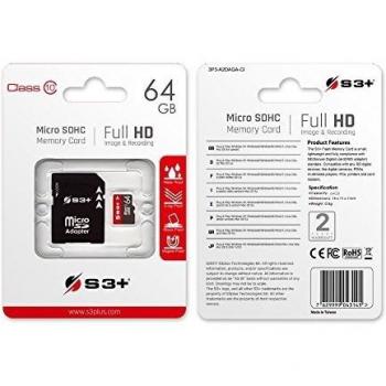 S3+ microSDXC Class-10 64GB with SD Adaptor