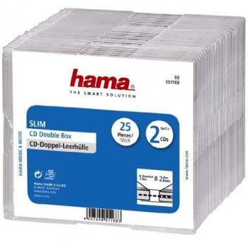 Hama Custodia CD Doppia Slim Trasparente, 25 pzz