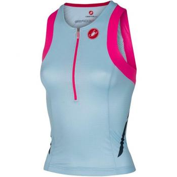 Top Triatlo Castelli Free Tri Singlet Rosso Corsa Azul Pale Rosa Fluo Feminino