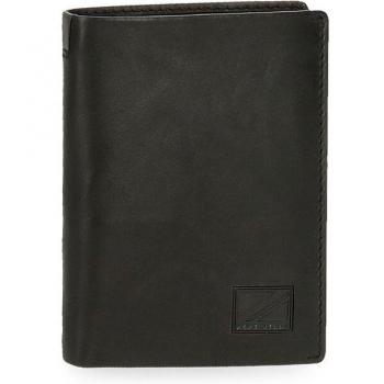 Pepe Jeans. Cartera de piel Marshal vertical con monedero Negro