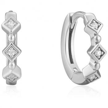 Pendientes Ania Haie plata Ley 925m rodiada colección Ear We Go aros rombos circonitas