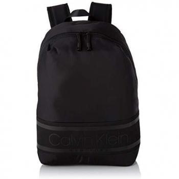Mochila Redonda con Logo Rayado Calvin Klein, Negro