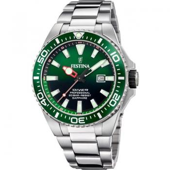 Reloj Festina F20663/2 Verde Correa De Acero Inoxidable 316l, Hombre
