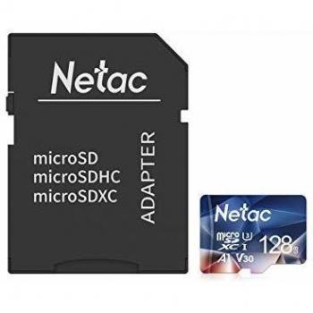 Netac 128G Micro SD Card con Adattatore SD per Telefono, Videocamera, Switch, Gopro, Tablet (A1, U3, C10, V30, 4K, 667X, UHS-I velocità fino a 100/30 MB/sec)