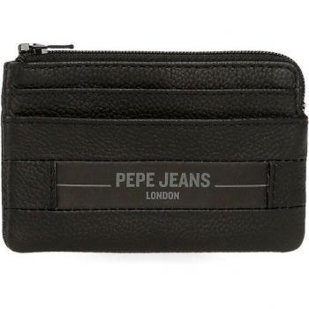 Pepe Jeans. Monedero de piel Checkbox Negro