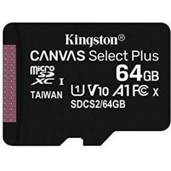 MicroSD HC Canvas della Kingston 64GB classe 10 con adattatore