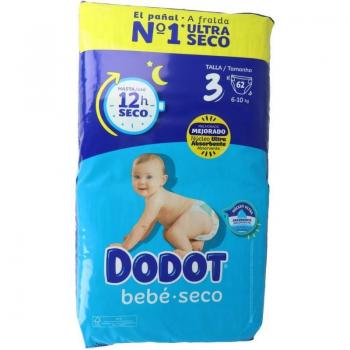Dodot Bebé Seco T3 62 und T-3, 6-10K 62 Uds Pañales