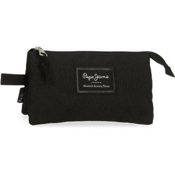Estuche Pepe Jeans para niños negro con tres compartimentos