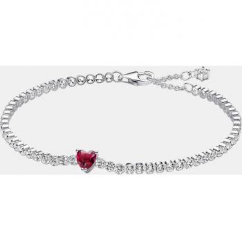 Pandora Pulsera Tenis en plata de ley Corazón Rojo 590041C02