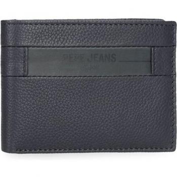 Pepe Jeans. Billetero de piel Checkbox Azul marino