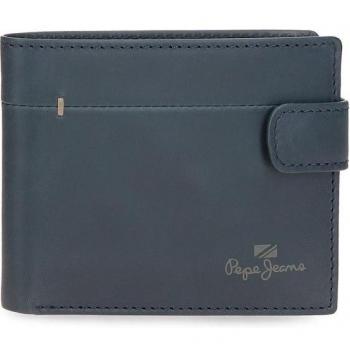 Pepe Jeans. Cartera vertical de piel Staple Azul marino con cierre de
