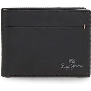 Pepe Jeans. Billetero de piel Staple Negro