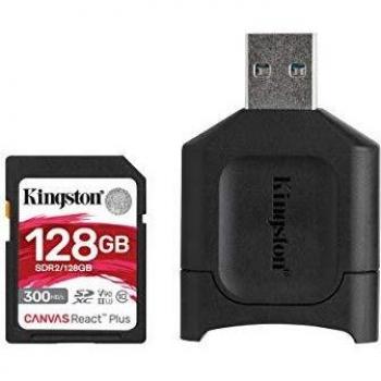 Kingston MLPR2/128 GB Schede SD e Lettori Media, 128 GB SDXC React Plus SDR2 e MLP Lettore di Schede SD