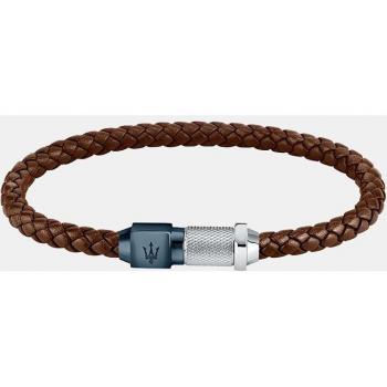 Maserati Recycled Leather Pulsera Hombre de Acero, cuero reciclado, IP RG