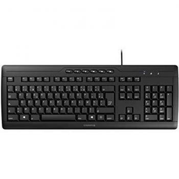 Cherry STREAM KEYBOARD, layout francese, tastiera AZERTY, tastiera cablata, Blue Angel, approvato da GS, azione SX scissor, pressione dei tasti silenziosa, nero