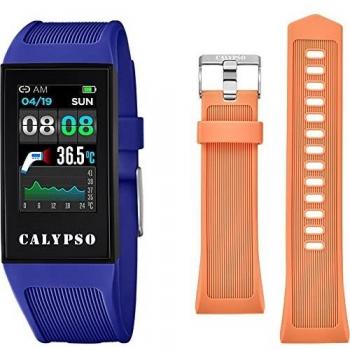 CALYPSO Reloj Modelo K8501/2 de la colección SMARTWATCH, Caja de 23,80/41,30 mm con Correa de Caucho Azul Oscuro para Caballero