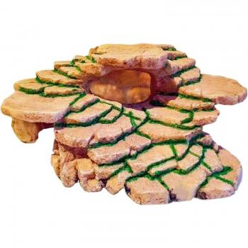 Repisa escalonada de esquisto para acuarios y terrarios con escondites, zonas de natación y áreas de descanso para peces, reptiles y anfibios