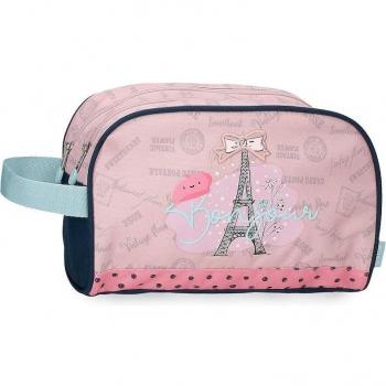 Neceser Bonjour Enso rosa doble compartimento