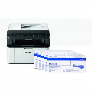 Brother MFC1910W Wireless All-in-One Laser Printer, Bundle with 5 Original Toners Included, Wi-Fi
