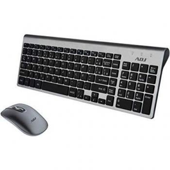 ADJ Platinum KW10 Wireless Keyboard and Mouse Set, Italian Layout QWERTY, for PC/Laptop/Notebook Windows, Silent Keys, Wireless, 102 Keys, Ergonomic Mouse 1600 DPI, Silver/Black