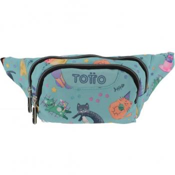 Riñonera Totto Gancho infantil de color azul con gatitos
