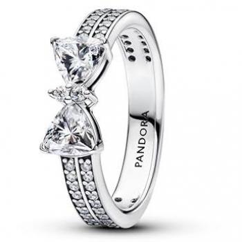 Anillo Pandora Doble Banda Lazo Brillante con Circonitas Cúbicas