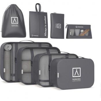 Set 8 Organizadores de Maleta Gris Antracita Numada Midweek A80