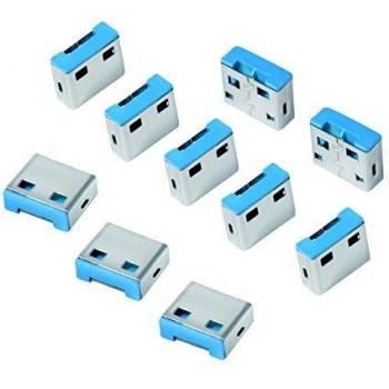 LogiLink Blocco porta USB Kit da 10 Argento, Blu Senza chiavi AU0046