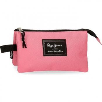 Pepe Jeans para niños. Estuche con tres compartimentos 6324327 rosa -2