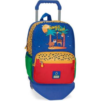 Mochila Escolar Enso Jungle Club con carro multicolor