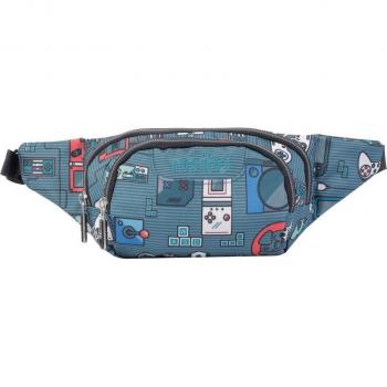 Riñonera infantil gris y videoconsolas