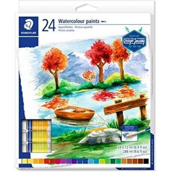 STAEDTLER 8880 C24 Diseño y Viaje. Tubos de pintura acuarela. Caja con 24 tubos de pintura de colores variados