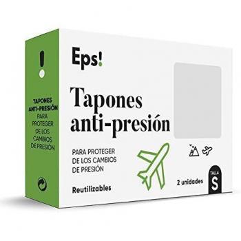 Eps! Tapones Antipresión para Oídos Reutilizables, Protegen del Ruido y la Presión, Protectores de Oido, Accesorio para Viajar en Avión, Dormir Bien, Talla S, 2 Unidades