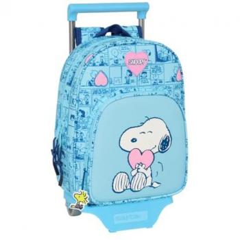 Mochila Escolar Rodante Snoopy Azul