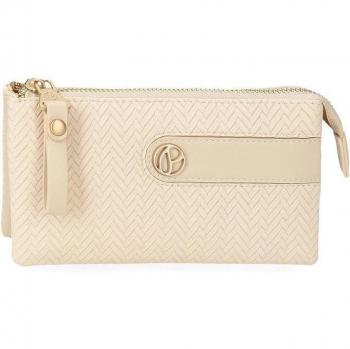 Pepe Jeans Monedero Sprig tres compartimentos beige
