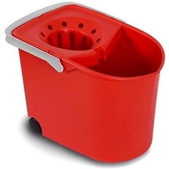 Tatay Cubo de Fregona con Ruedas, de PP, Libre de BPA, Escurridor por Presión, con Asas. Fabricado en España. Color Rojo