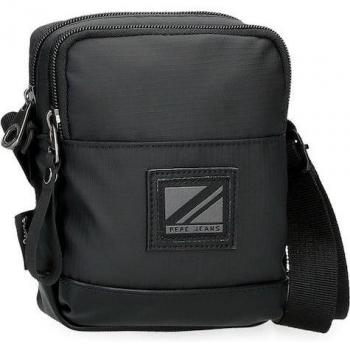 Pepe Jeans. Bandolera Pequeña Straps doble compartimento negro