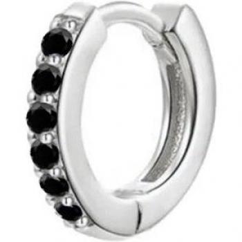 Pendientes Arito Zircón Onix Plateados