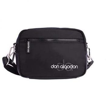 DON ALGODON Bolso Bandolera para Mujer, Negro, 22 x 8 x 16 cm