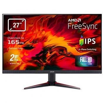 Acer Nitro VG270Sbmiipx Monitor Gaming FreeSync da 27 con Display IPS FHD, 144Hz (165Hz Overclock), 2 ms, 16:9, Lum 250 cd/m², HDMI 2.0, DP 1.2a, ZeroFrame, Speaker Integrati, Cavo DP Incluso, Nero