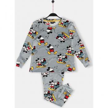 Pijama Calentito Disney Mickey Gris con Manga Larga para Niños