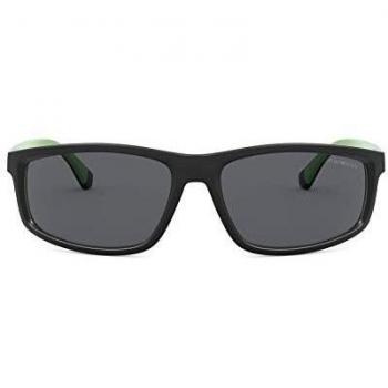 Emporio Armani 0EA4144 Gafas de Sol, Negro Mate/Rubber Verde, 68 Unisex Adulto