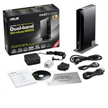 Asus DSL-N66U Gigabit Modem Router ADSL2+, Wireless N900 Mbps, DualBand, Antenne interne Hi-gain con tecnologia AiRadar, 5 porte Gigabit (di cui 1WAN), Nero/Antracite