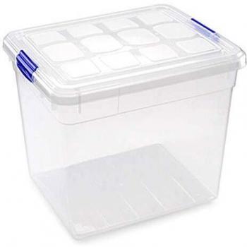 PLASTIC FORTE, Caja de almacenamiento, Transparente, 35 litros, sin ruedas