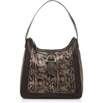 MARIAMARE bolso mujer pita marrón con cierre cremallera