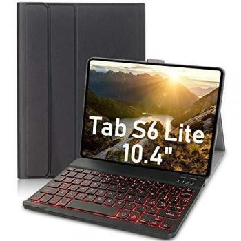 Custodia con Tastiera retroilluminata per Samsung Galaxy Tab S6 Lite 10.4 Tablet 2020 (SM-P610/P615), 7 Colori, Tastiera Senza Fili Staccabile con Cover in PU per Samsung Tab S6 Lite 10.4