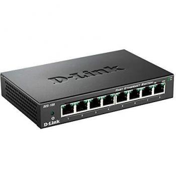 D-Link DES-108 Switch 8 Porte Fast Ethernet, Struttura in Metallo, Nero