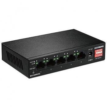 Edimax ES‑5104PH Switch 5 Porte Fast Ethernet PoE+ Nero