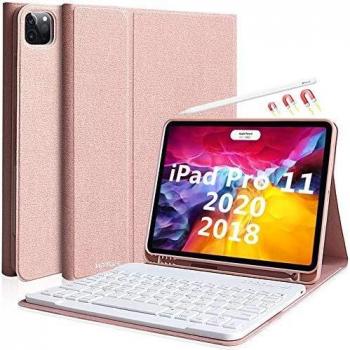 Champagne Tastiera italiana wireless per iPad Pro 11'' (2nd Gen) 2020/iPad Pro 11'' 2018, Tastiera separabile con cover magnetico e slot penna e supporto mult angolare